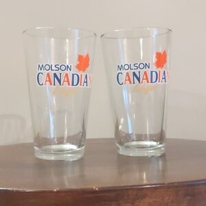 Molson Canadian beer lager pint glasses,set of 2